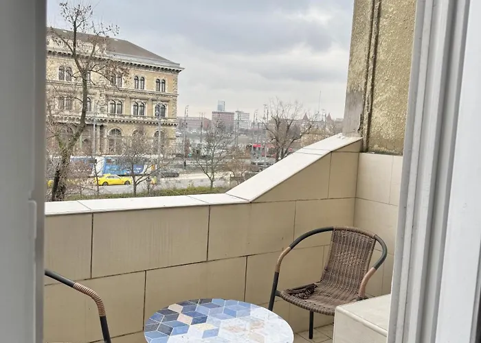 Panorama Balcony Danube River Great Market Hall アパート ブダペスト
